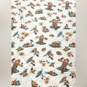 Fall Scarecrow Pumpkin Harvest Tablecloth 56x98” Autumn Thanksgiving Fabric